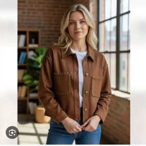 VIGOSS  Studded Faux Suede Shacket Womens Sz M NWT